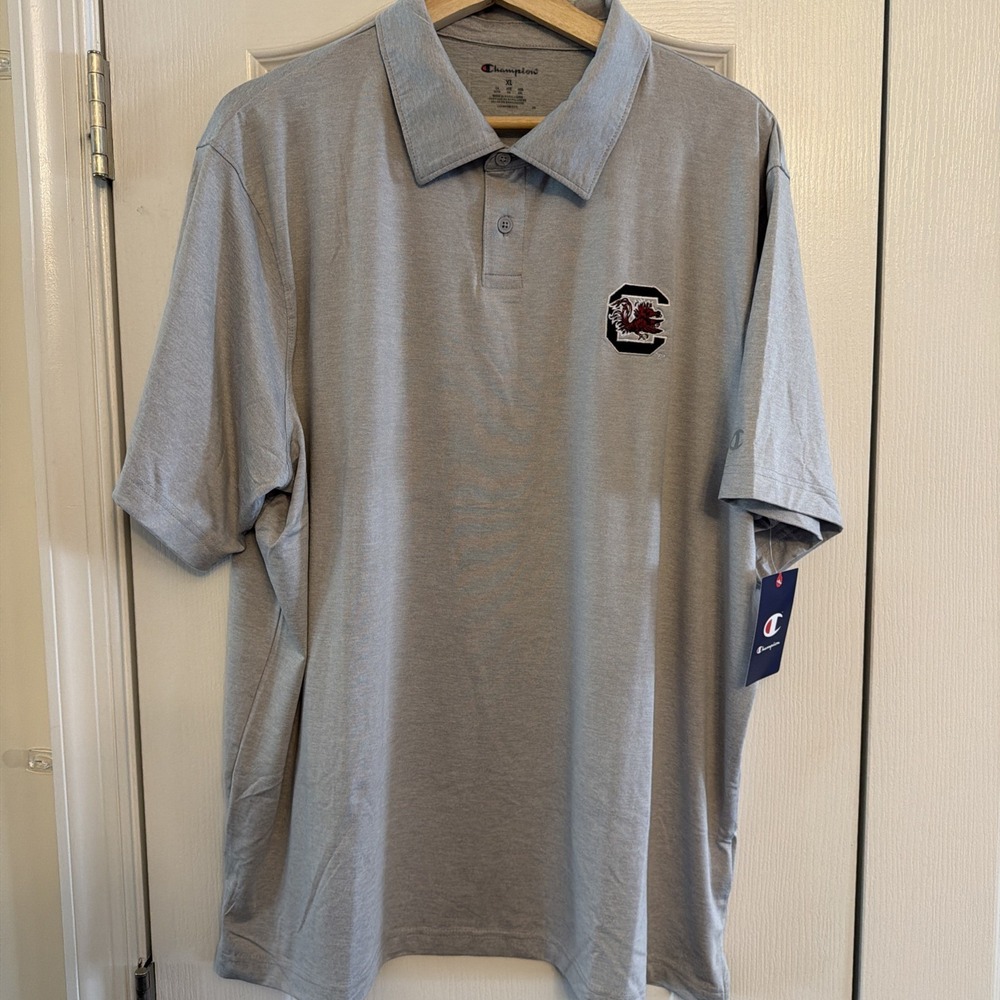 NWT South Carolina Gamecocks Champion Short Sleeve Golf Polo Shirt Men's XL Gray
